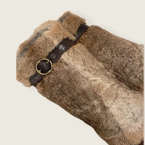 $699 RARE Frye Ava Rabbit Fur Vintage Luxury Brown Leather Stiletto Heel Boot - Picture 5 of 10